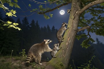 Obraz premium raccoons