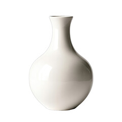 White ceramic vase with a narrow neck and rounded belly