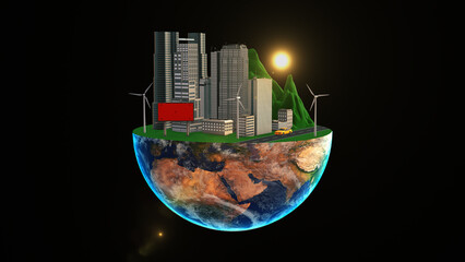 World Habitat Day Concept with Modern City Landscape
