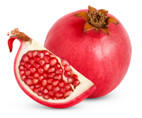 Fresh pomegranate with cut isolated on white background.