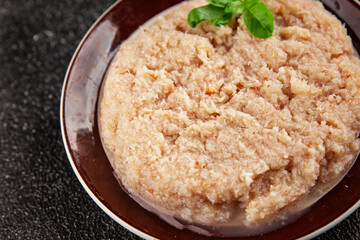 Canned crab meat seafood natural product tasty snack fresh delicious gourmet food background on the table rustic top view copy space pescetarian diet