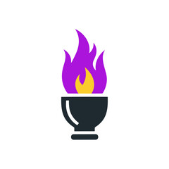 Purple Flame icon logo flat vector design