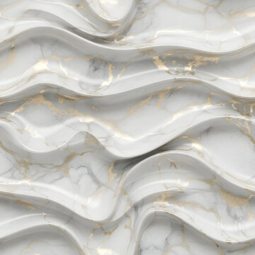 Wavy, sculpted white panels with gold highlights &mdash; futuristic, architectural, UI texture