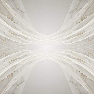 Symmetrical, mirrored fabric folds radiating from a bright center &mdash; hypnotic, balanced, UI design element