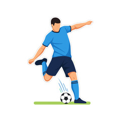Soccer player shooting the ball icon logo flat vector design