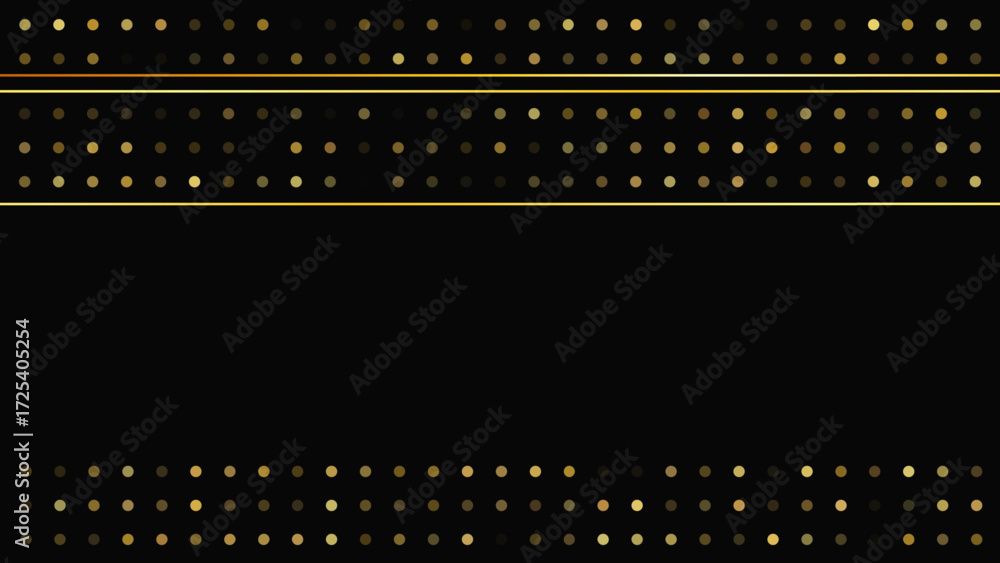 Poster dark background with golden lines and glittering dots