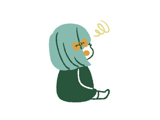 後ろを向いて座っている子ども