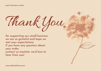 Greeting card template design, thank you card with floral background, thank you card. Part 135 250925
