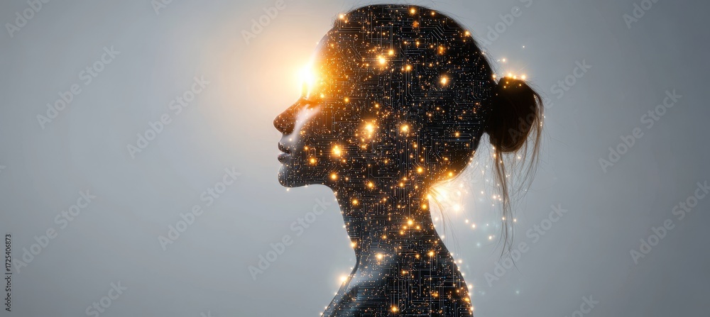Poster innovative artificial intelligence integration with futuristic technology and digital systems