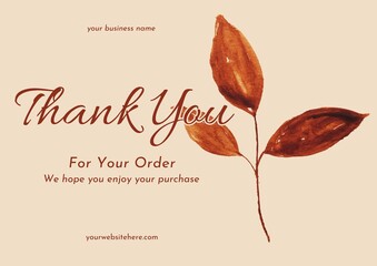 Greeting card template design, thank you card with floral background, thank you card. Part 140 250925