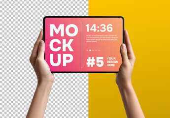 A woman holding a tablet pc - isolated