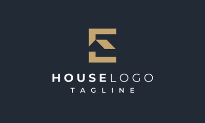Obraz premium Modern Letter E House Logo – Real Estate and Construction Design Template