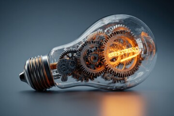 light bulb gear innovation concept