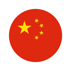 Chinese flag in the shape of circle, Flat design vector illustration. 