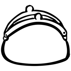 開いているがま口財布　線画