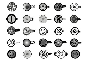 25 Button & Buttonhole Templates Fashion Technical Drawing Illustrations