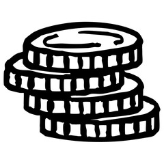 積み重なったコイン　線画