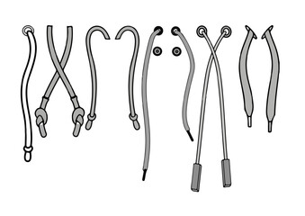 6 Stoper & Cord & Eyelet Set Templates Fashion Technical Drawing Illustrations