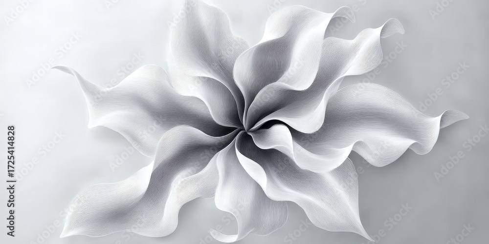 Poster elegant abstract floral pattern in soft hues with dynamic flowing shapes and radial design elements