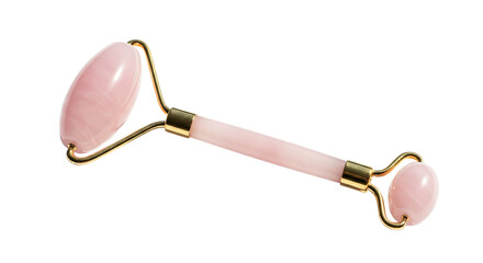 Jade roller used for skincare routine with emphasis on relaxation and beauty benefits