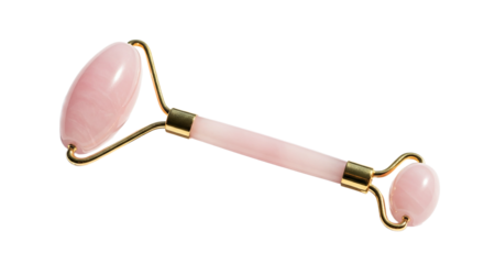 Jade roller used for skincare routine with emphasis on relaxation and beauty benefits