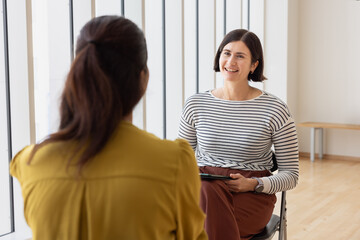 Two women having a casual business meeting