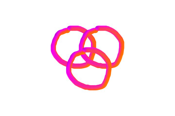 3D Pink Three Fluid Circles PNG Isolated for Modern Graphic Use.