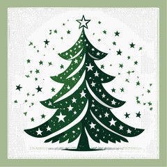 Stylized green Christmas tree with white stars.