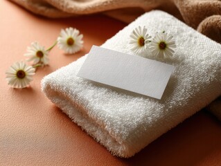 towels, a blank white mock up card