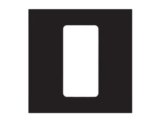  Rectangle outline side line icon in silhoette white background.