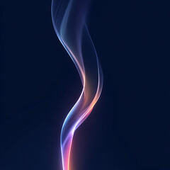 Obraz premium A mesmerizing plume of ethereal, glowing smoke in soft gradient colors of purple, orange, and blue gracefully ascends against a dark background, evoking mystical energy. 