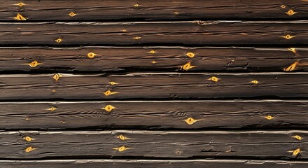 Close-up of weathered wooden planks, showing knots and grain, creating a rustic background