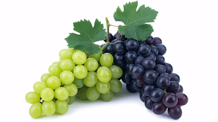 Fresh green and purple grapes with leaves creating a healthy snack, ideal for vibrant summer promotions and delicious recipe inspiration