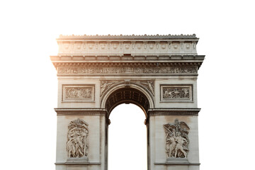 Iconic arc de triomphe monument in paris france architectural landmark detail isolated on transparent background