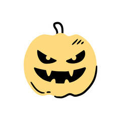 Spooky jack-o'-lantern features a minimalist cartoon design for Halloween fun.
