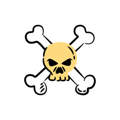 Stylized golden skull with crossed bones evokes a spooky and playful Halloween theme.