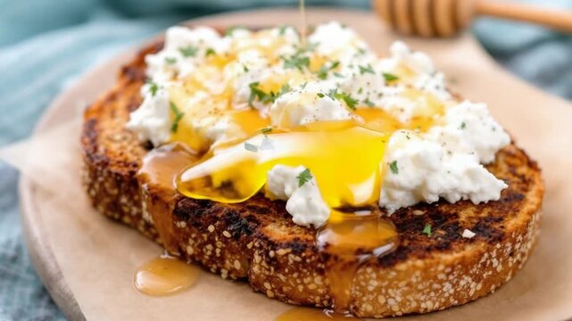 Honey Drizzled Goat Cheese Toast Recipe.