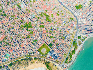 Obraz premium Aerial view of Chongwu Ancient City in Hui'an County, Quanzhou, Fujian