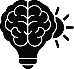 Brain with bulb vector icon.