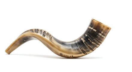 Curved Ram Horn With Stripes — Natural Animal Horn For Decor, Collecting, And Photography Props