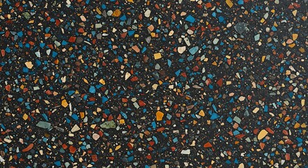 Colorful Terrazzo Pattern With Multicolor Chips On Dark Surface For Modern Design