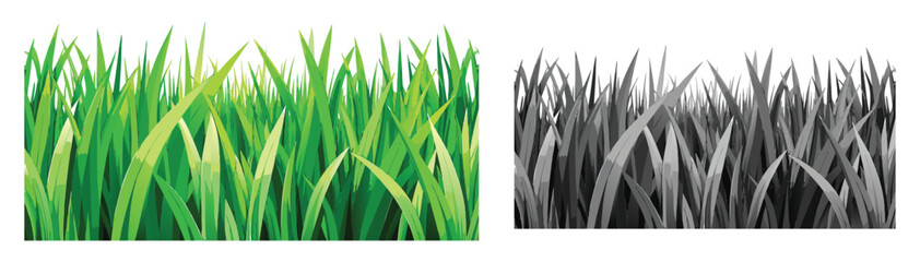 Nature Field Lush Green Grass Border. These vector pictograms of a grass, green, nature, field, lawn, growth, plant, fresh, spring, summer, isolated, border, edge, natural illustration. 