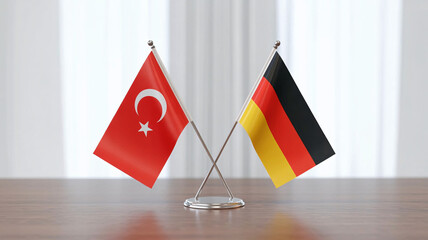 Turkey and Germany flags symbolize international relations, fostering global partnership and economic cooperation between the two nations