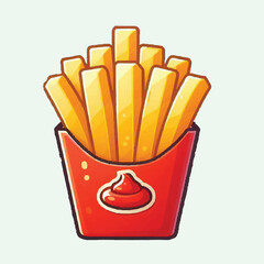 isolated fried fries on blue background