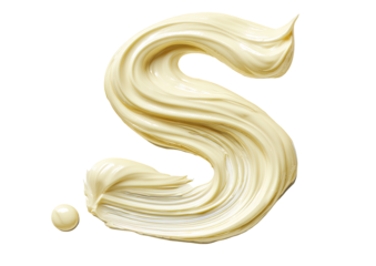 Creamy white letter S, fluid design, and a small pearl