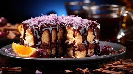 Delicious Chocolate Cake with Orange Slice