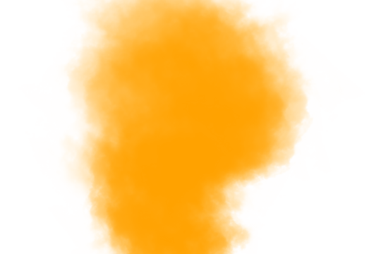 Vibrant orange paint splash against a stark black backdrop creates a bold and modern abstract design element for backgrounds on transparent background