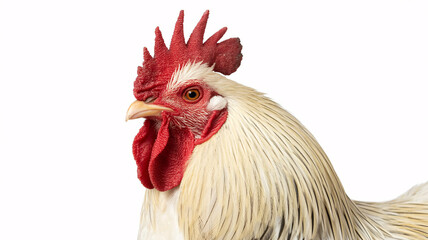 Majestic rooster portrait showcasing vibrant red comb and golden feathers, perfect for farms, agriculture, or animal themes