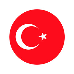 Türkiye flag shaped as circle. Turkey flag. Turkish national pride symbol. Vector Illustration.	
