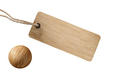 Wooden tag and ball, product display